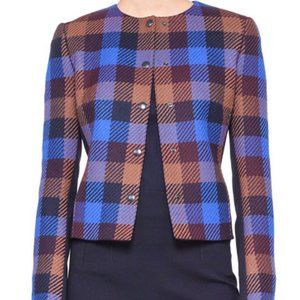 Akris jacket - plaid snap buttons and plain jersey back
